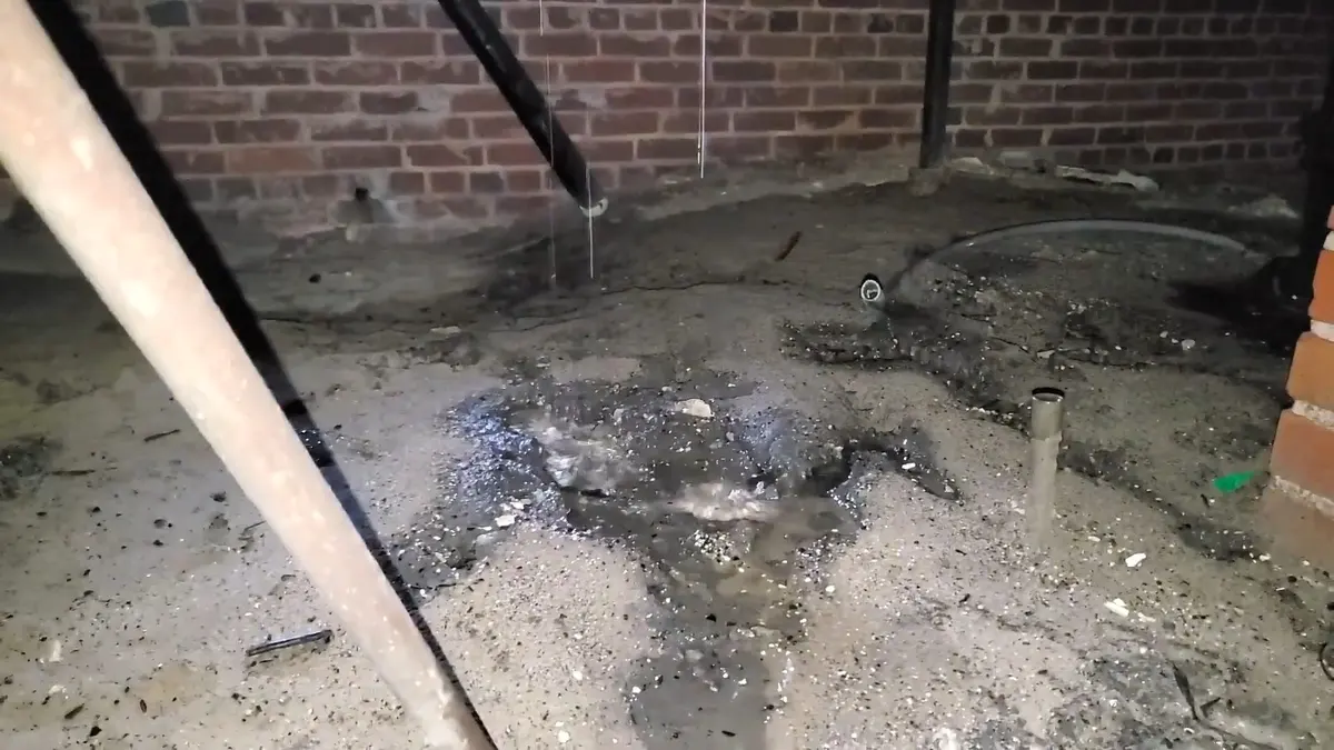Basement plumbing rough-in with pipes and drain connections for a plumbing service page in Eighth Ward, Lebanon, PA