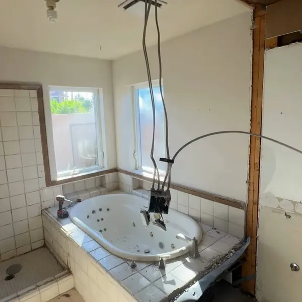 Bathtub or shower fixture installation work for a plumbing service page in Lebanon County, PA (Plumbing Service Areas closeup)