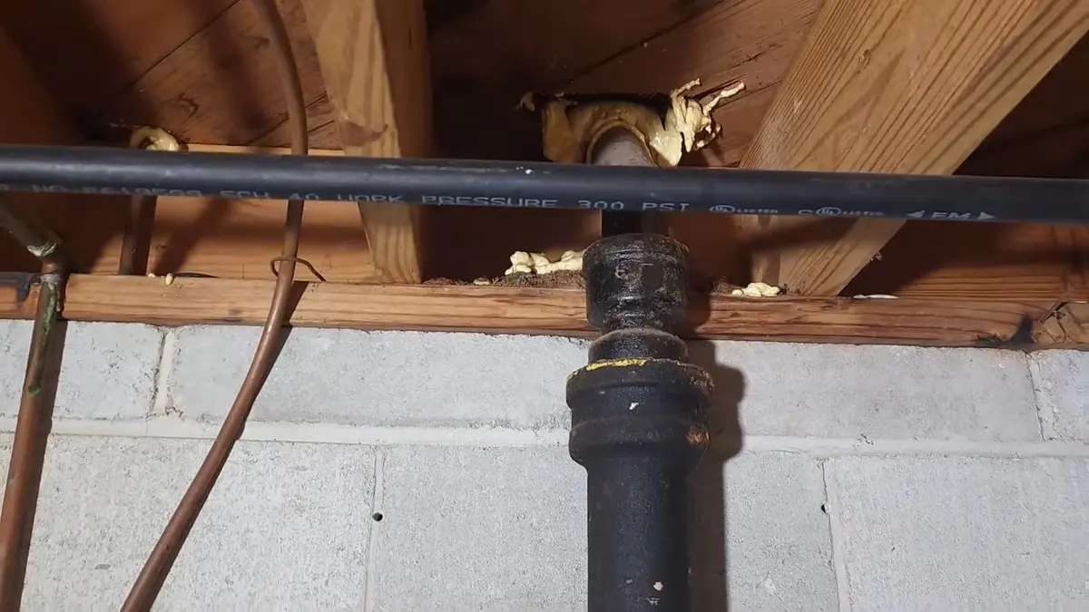 Corroded cast iron drain pipe and replacement connection for Cast Iron Drain Replacement in Lebanon, PA
