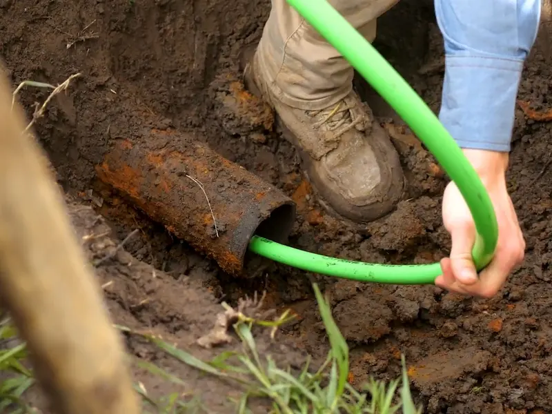 Open trench with new sewer or water line pipe for Sewer Line Replacement in Lebanon, PA | Permitted (Sewer Line Replacement in Lebanon, PA | Permitted detail)