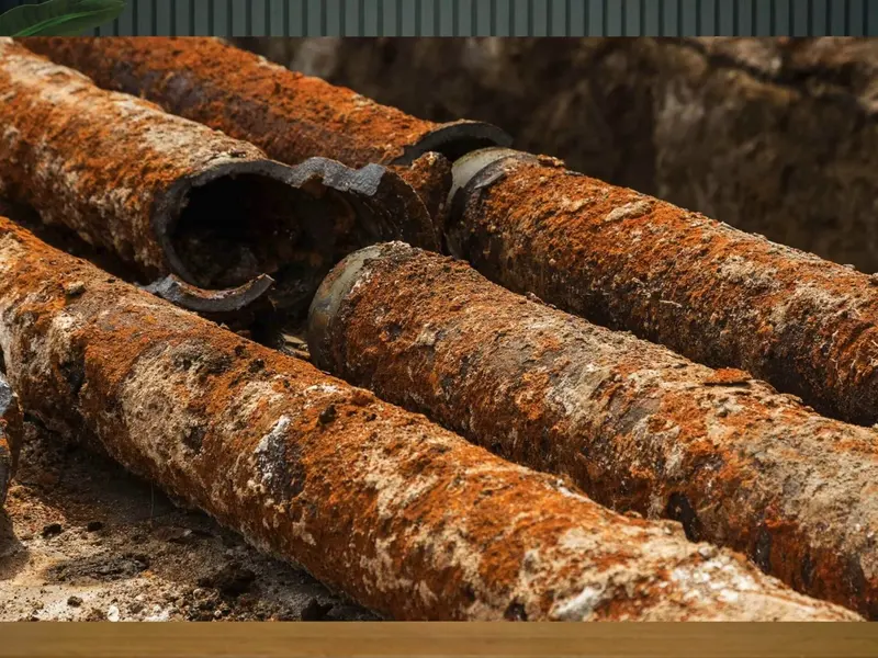 Open trench with new sewer or water line pipe for a plumbing service page in Myerstown, PA