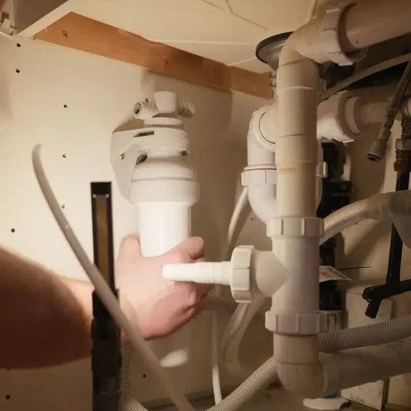 Under-sink reverse osmosis filter system and tubing for a plumbing service page in Lebanon County, PA (Plumbing Service Areas closeup)