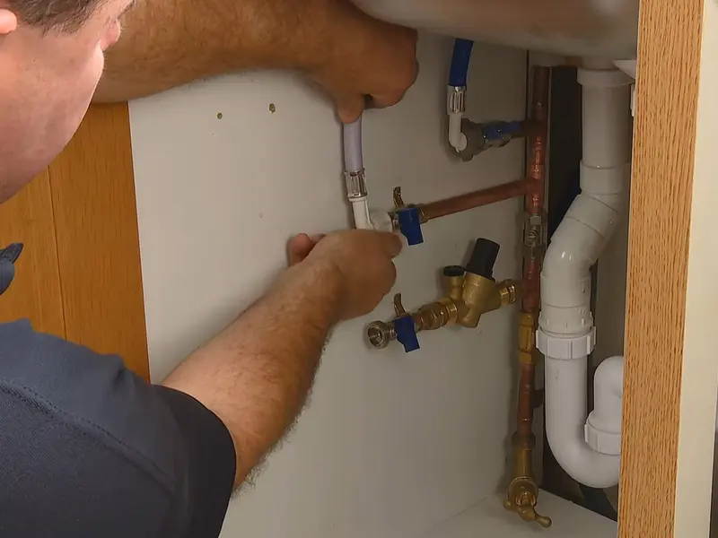 Water softener equipment with control head and brine tank for a plumbing service page in Lebanon Heights, PA (Lebanon Heights Plumber detail)