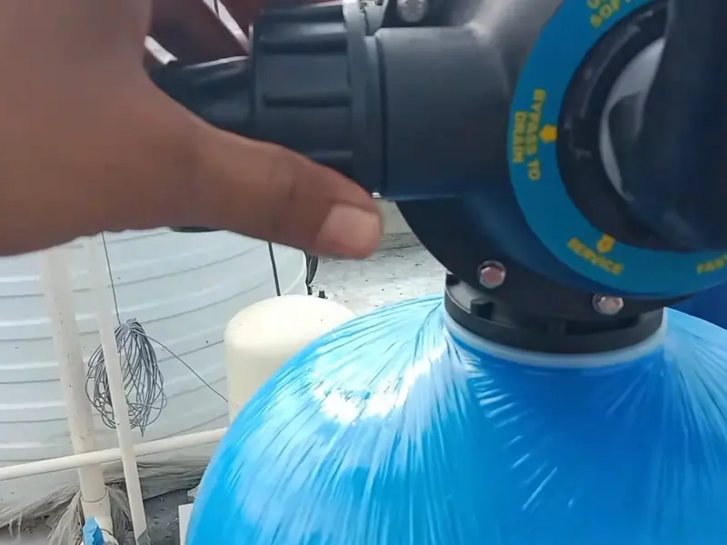 Water softener equipment with control head and brine tank for a plumbing service page in North Lebanon, PA