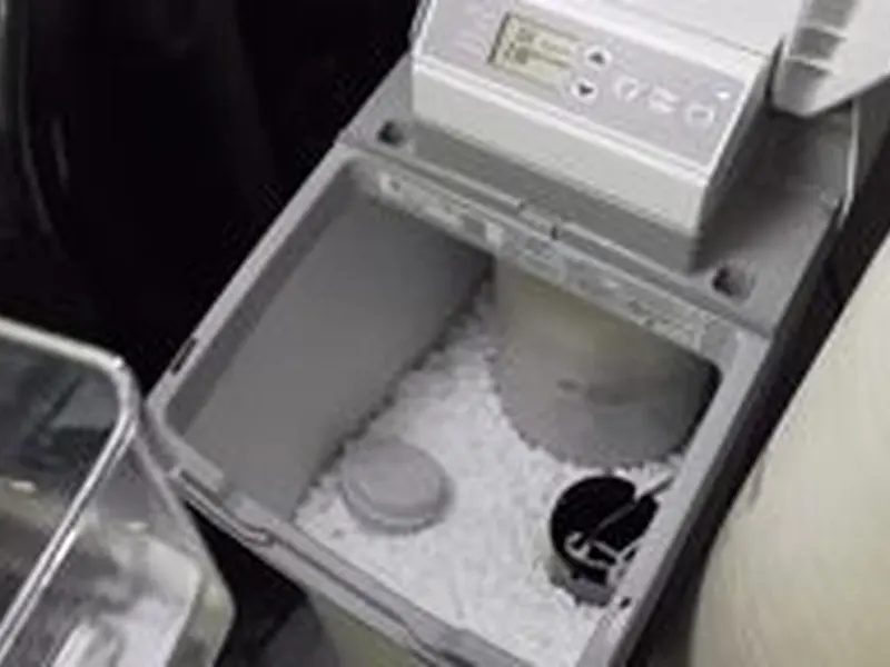 Water softener equipment with control head and brine tank for a plumbing service page in Schaefferstown, PA (Schaefferstown, PA Plumber | Heidelberg Township detail)